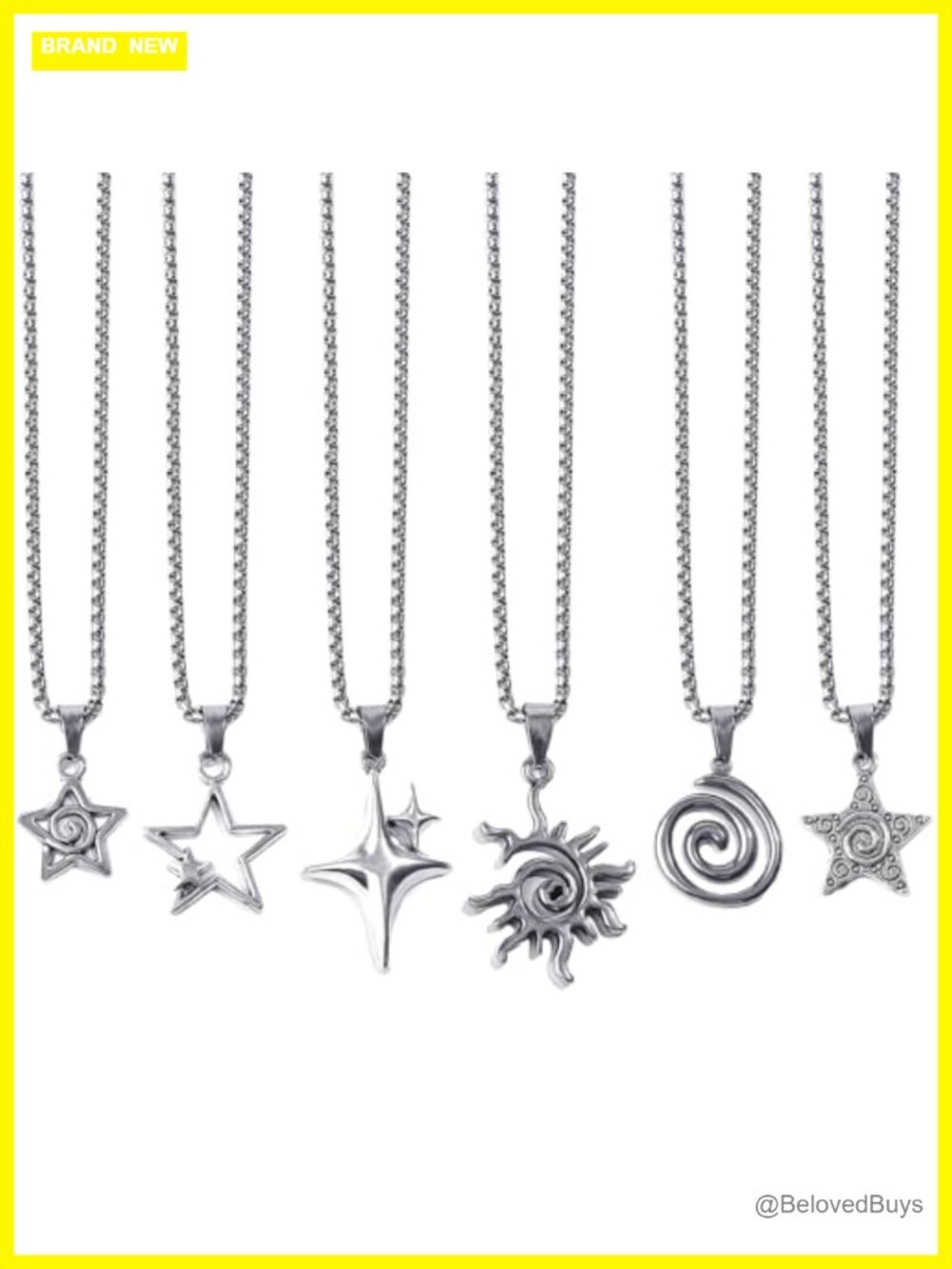 Stainless Steel Y2K Grunge Necklace Set 6 Pc Punk Goth Emo Pendant Chain